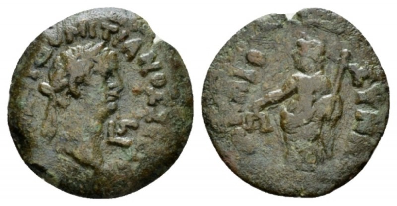 Egypt, Alexandria Domitian, 81-96 Obol 86-87 (year 6), Æ 18.5mm., 3.10g. Laureat...