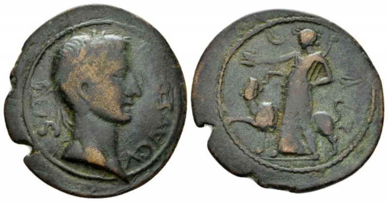 Syrtica, Leptis Magna Divus Augustus Medallion 21-31, Æ 35mm., 24.42g. DIVOS – A...