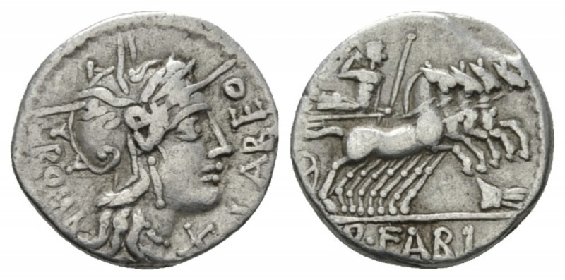 Q. Fabius Labeo. Denarius 124, AR 18mm., 3.87g. Helmeted head of Roma r.; behind...