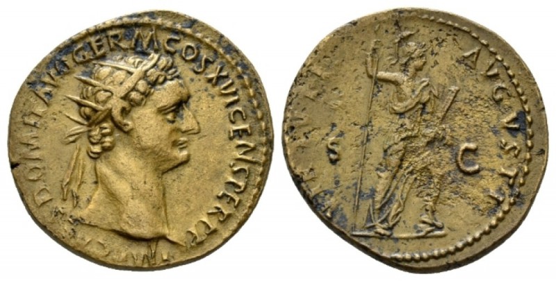 Domitian, 81-96 Dupondius 92-94, Æ 28mm., 11.93g. IMP CAES DOMIT AVG GERM COS XV...