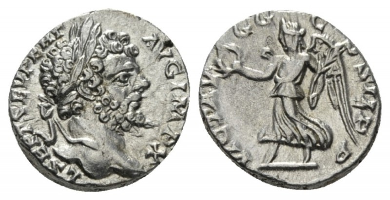 Septimius Severus, 193-211 Denarius 197-198, AR 16mm., 3.00g. Laureate head r. R...