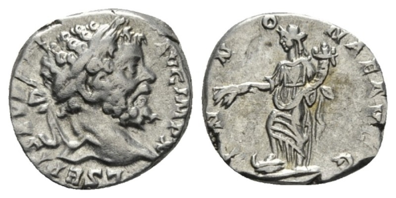 Septimius Severus, 193-211 Denarius Laodicaea 198-202, AR 17mm., 3.26g. Laureate...