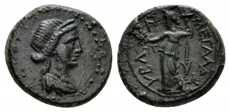 Sicily, Hybla Magna Tetras circa 200, Æ 17.5mm., 4.95g. Diademed and draped fema...