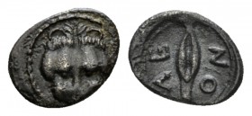 Sicily, Leontini Obol circa 460-450, AR 10mm., 0.68g. Head of lion facing. Rev. Ear of barley. Boehringer, Studies Price 19 var. SNG ANS 213.

Toned...
