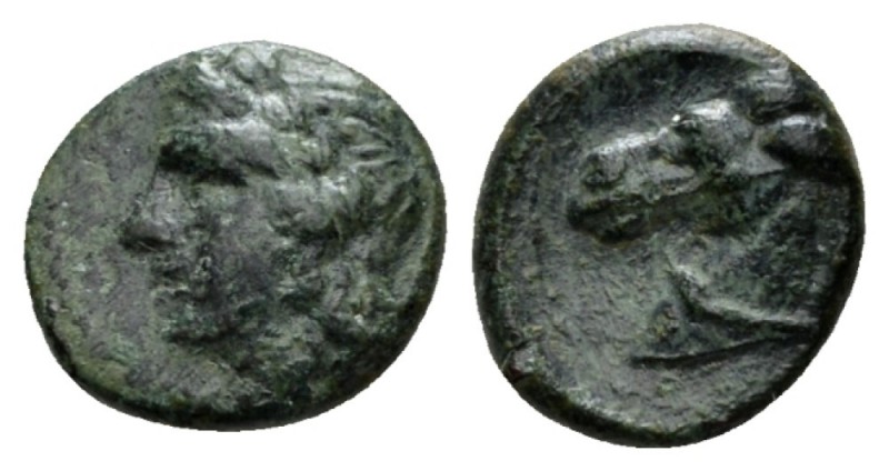 Sicily, Tyndaris Bronze 276-253, Æ 13.5mm., 2.01g. Laureate head of Apollo l. Re...