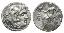 Kingdom of Macedon, Alexander III, 336 – 323 Amphipolis Drachm circa 315-294, AR 16.5mm., 4.12g. Head of Herakles r., wearing lion skin. Rev. Zeus Aët...