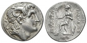Kingdom of Thrace, Lysimachus, 323 – 281 Amphipolis Tetradrachm circa 288-282, AR 29mm., 16.90g. Diademed head of deified Alexander r. with the horn o...