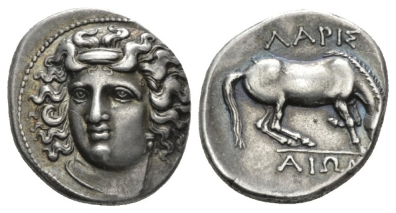 Thessaly, Larissa Drachm circa 356-342, AR 18.5mm., 6.11g. Head of the nymph Lar...