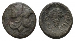 Locri Opuntii, Locris Opuntii as Epiknemidii Bronze Last quarter of the IV century BC, Æ 13mm., 2.16g. Athena helmeted r. Rev. Bunch of grapes with te...