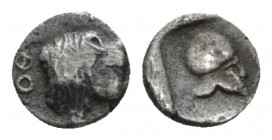 Phocis, Federal coinage Hemiobol circa 485-480, AR 8mm., 0.46g. Profile head and neck of bull to r. with beaded truncation at the shoulder, ΦO behind....