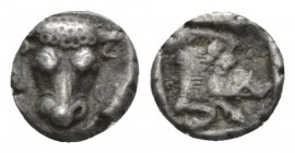Phocis, Federal Coinage Obol circa 460-457, AR 9mm., 1.01g. Frontal bull’s head Rev. Boar forepart to r. in incuse square, both legs showing below. BC...