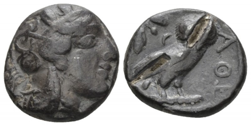 Attica, Athens Tetradrachm circa 359-336, AR 22.5mm., 16.88g. Helmeted head of A...