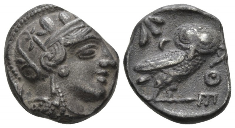 Attica, Athens Tetradrachm circa 359-336, AR 22.5mm., 16.96g. Helmeted head of A...