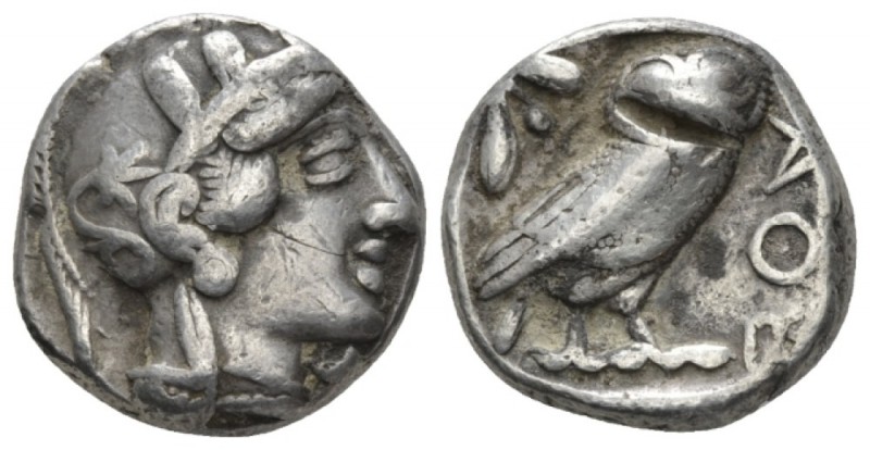Attica, Athens Tetradrachm circa 359-336, AR 23.5mm., 17.03g. Helmeted head of A...