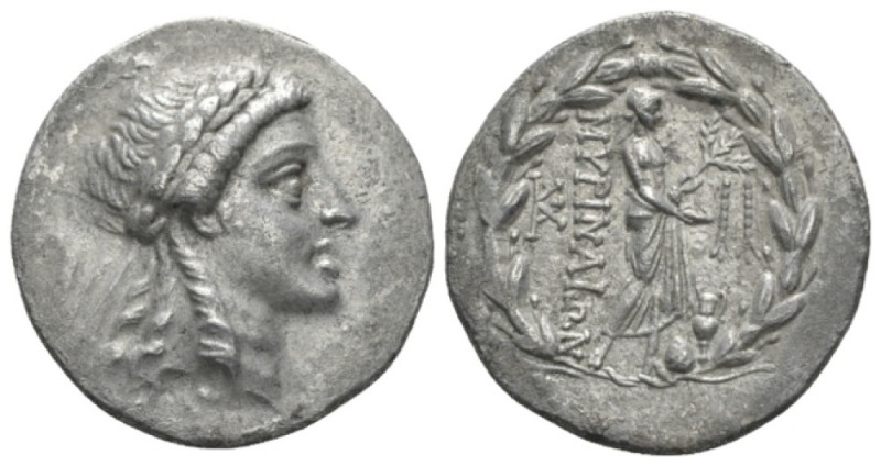 Aeolis, Myrina Tetradrachm circa 155-145, AR 30.5mm., 16.20g. Laureate head of A...
