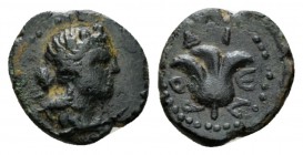 Islands off Caria, Rhodes Bronze 43 BC- 96 AD, Æ 13mm., 1.42g. Head od Dionysus r. Rev. Rose with bud to r. SNG von Aulock 2855.

Very Fine.

 
...