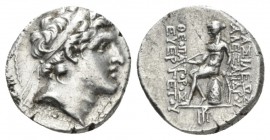 The Seleucid Kings, Alexander I Balas, 152-145 BC Antioch on the Orontes Drachm circa 151-149, AR 16.5mm., 3.98g. Diademed head of Alexander I r., dot...
