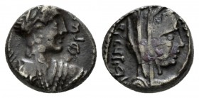 Kings of Nabathaea, Rabbel II, 70 – 106. Drachm circa 75-76, AR 15.5mm., 3.51g. Laureate and draped bust of Rabbel r. Rev. Veiled and draped bust of G...