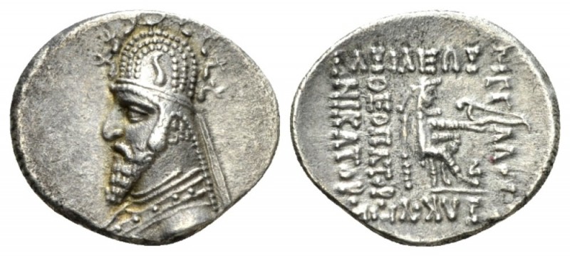 Parthia, Gotarzes I, 95-87 Rhagai Drachm circa 95-90, AR 20.5mm., 3.79g. Diademe...