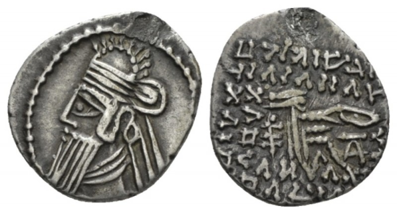 Parthia, Vologases IV, 147-191 Drachm circa 147-191, AR 18.5mm., 3.64g. Diademed...