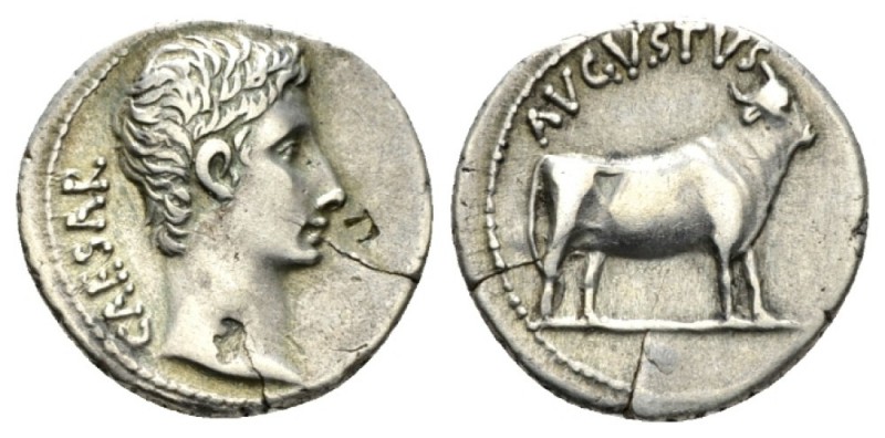 Octavian as Augustus, 27 BC – 14 AD Denarius Samos (?) 21-20 BC, AR 19mm., 3.74g...