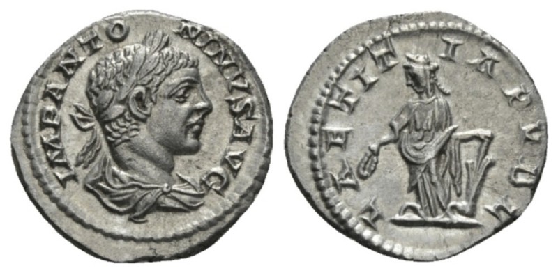 Elagabalus, 218-222 Denarius 218-222, AR 19.5mm., 2.58g. IMP ANTO–NINVS AVG Laur...