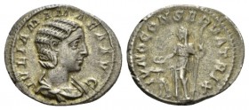 Julia Mamaea, mother of Severus Alexander Denarius 222-235, AR 20.5mm., 2.91g. IVLIA MAMAEA AVG Draped bust r. Rev. IVNO CONSERVATRIX Juno, diademed a...