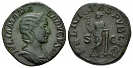 Julia Mamaea, mother of Severus Alexander Sestertius 228, Æ 29.5mm., 18.65g. IVLIA MAMAEA AVGVSTA Diademed and draped bust r. Rev.FELICITAS PVBLICA. F...