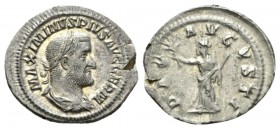Maximinus I, 235-238 Denarius circa 236 - 238, AR 21.5mm., 2.80g. MAXIMINVS PIVS AVG GERM Laureate, draped and cuirassed bust right. Rev. PAX AVGVSTI ...