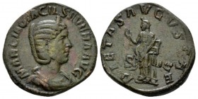 Otacilia Severa, wife of Philip I Sestertius 244-249, Æ 29mm., 16.48g. MARCIA OTACIL SEVERA AVG Diademed and draped bust r. Rev. PIETAS AVGVSTAE Pieta...
