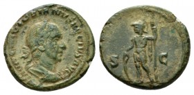 Trajan Decius, 249-251 Semis 249-250, Æ 19mm., 4.71g. IMP C M Q TRAIANVS DECIVS AVG Laureate and draped bust r. Rev. Mars standing l., holding spear a...