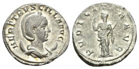 Herennia Etruscilla, wife of Trajan Decius Antoninianus 249-251, AR 23.5mm., 4.46g. HER ETRVSCILLA AVG Diademed and draped bust righ on crescent. Rev....