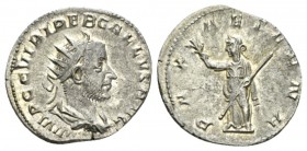 Trebonianus Gallus, 251-253 Antoninianus 251 - 253, AR 22mm., 2.87g. IMP CAE VIB TREB GALLVS AVG Radiate, draped and cuirassed bust right. Rev. PAX AE...