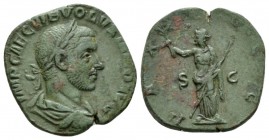 Volusian, 251-253 Sestertius 251-253, Æ 27.5mm., 12.36g. Laureate, draped, and cuirassed bust r. Rev. Pax standing l., holding olive branch and scepte...