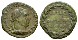 Valerian I, 253-260 As 253, Æ 24.5mm., 6.27g. Laureate, draped and cuirassed bust r. Rev. VOTIS DECENNALIBVS in laurel wreath. RIC 184. C 283.

Gree...