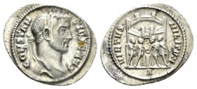 Constantius Chlorus caesar, 293 – 305 Argenteus Rome 295-297, AR 21mm., 2.87g. CONSTAN – TIVS CAES Laureate head r. Rev. VIRTVS – MILITVM The four pri...
