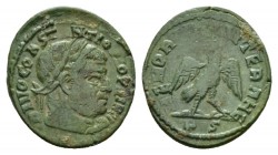 Constantius I, 305-306 Æ3 317 - 318, Æ 15.5mm., 1.94g. DIVO CONSTANTIO PIO PRINC Laureate and veiled hear right. Rev. MEMORIAE AETERNA Eagle standing ...