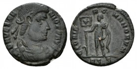 Vetranio, March – 25th December 350 Æ3 Siscia 350, Æ 19mm., 2.38g. D N VETRANIO P F AVG Laureate, draped and cuirassed bust right. Rev. GLORIA ROMANOR...
