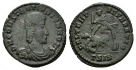 Constantius Gallus caesar, 351-354 Æ3 351 - 354, Æ 19mm., 2.16g. D N CONSTANTIVS IVN NOB C Draped and cuirassed bust right. Rev. FEL TEMP REPARATIO So...