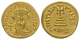 Constans II, September 641 – 15 July 678, with colleagues from 654 Solidus 651-654, AV 20mm., 4.46g. dN CONSTAN – TINYS PP AY Bust facing with long be...