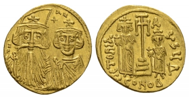 Constans II, September 641 – 15 July 678, with colleagues from 654 Solidus circa...