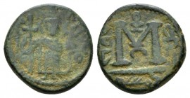 Uncertain Ruler, circa 661-697 Fals circa 680, Æ 19mm., 4.99g. Satnding Emperor. Rev. Monogram. Walker Type 15.

Very Fine.

 

In addition, win...