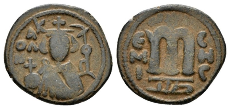 Temp. Abd Al-Malik Ibn Marwan, 685-705 Fals circa 690, Æ 22mm., 4.25g. Facing bu...