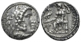 Celtic, Barbaric Imitation Tetradrachm 225-190, AR 25.5mm., 15.34g. Head of Herakles in lion skin headdress r. Rev. BAΣIΛEΩΣ Zeus seated l., holding e...