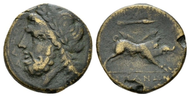 Apulia, Arpi Bronze circa 325-275, AR 21mm., 8.11g. Laureate head of Zeus l.; be...