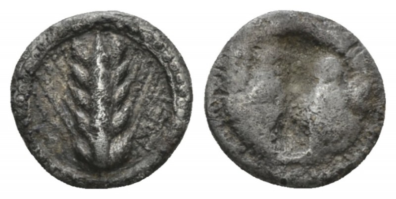 Lucania, Metapontum Triobol circa 470-440, AR 13mm., 1.21g. MET Ear of barley. R...