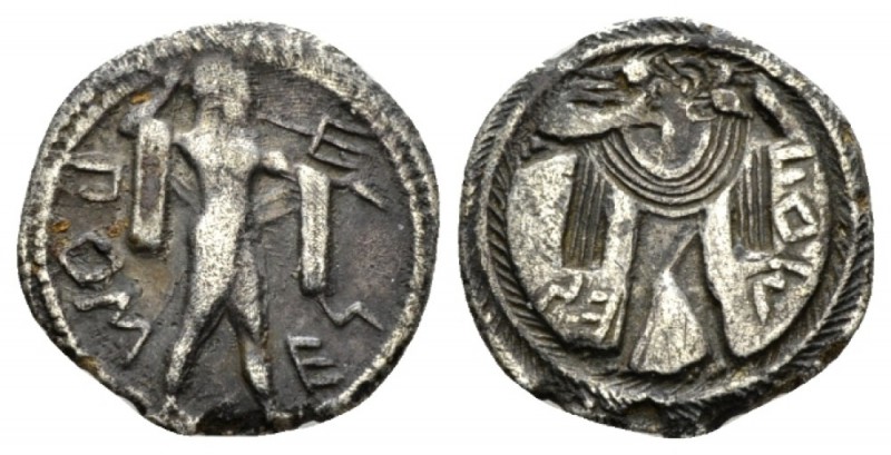 Lucania, Poseidonia Drachm circa 530-500, AR 18.5mm., 3.33g. ΠΟΜEΣ Poseidon, chl...