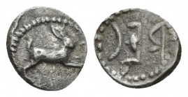 Bruttium, Rhegium Litra circa 480-462, AR 9.5mm., 0.53g. Hare r. REC retrograde. McClean 1859 and pl. 59, 6. Historia Numorum Italy 2475.

Good Very...