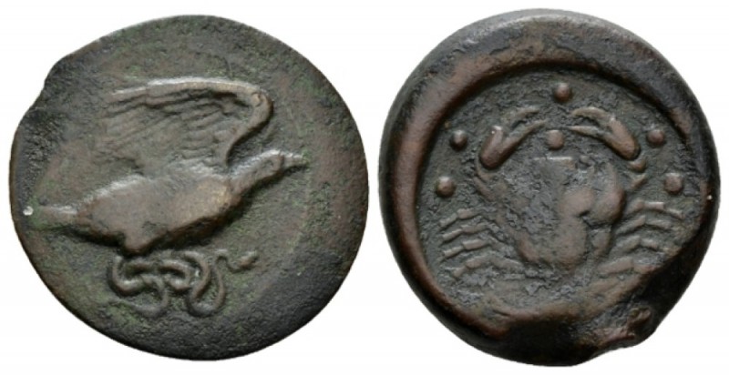 Sicily, Agrigentum Hemilitron circa 425-406, Æ 31.5mm., 19.80g. Eagle standing r...