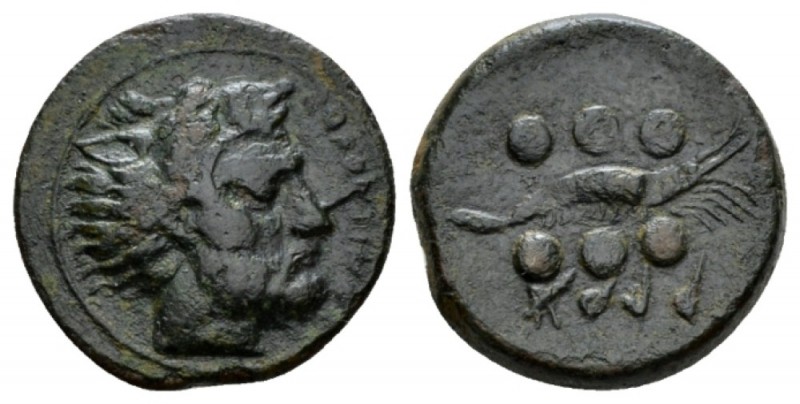 Sicily, Solus Hemilitron circa 400-350, Æ 21mm., 7.34g. Bearded head of Heracles...